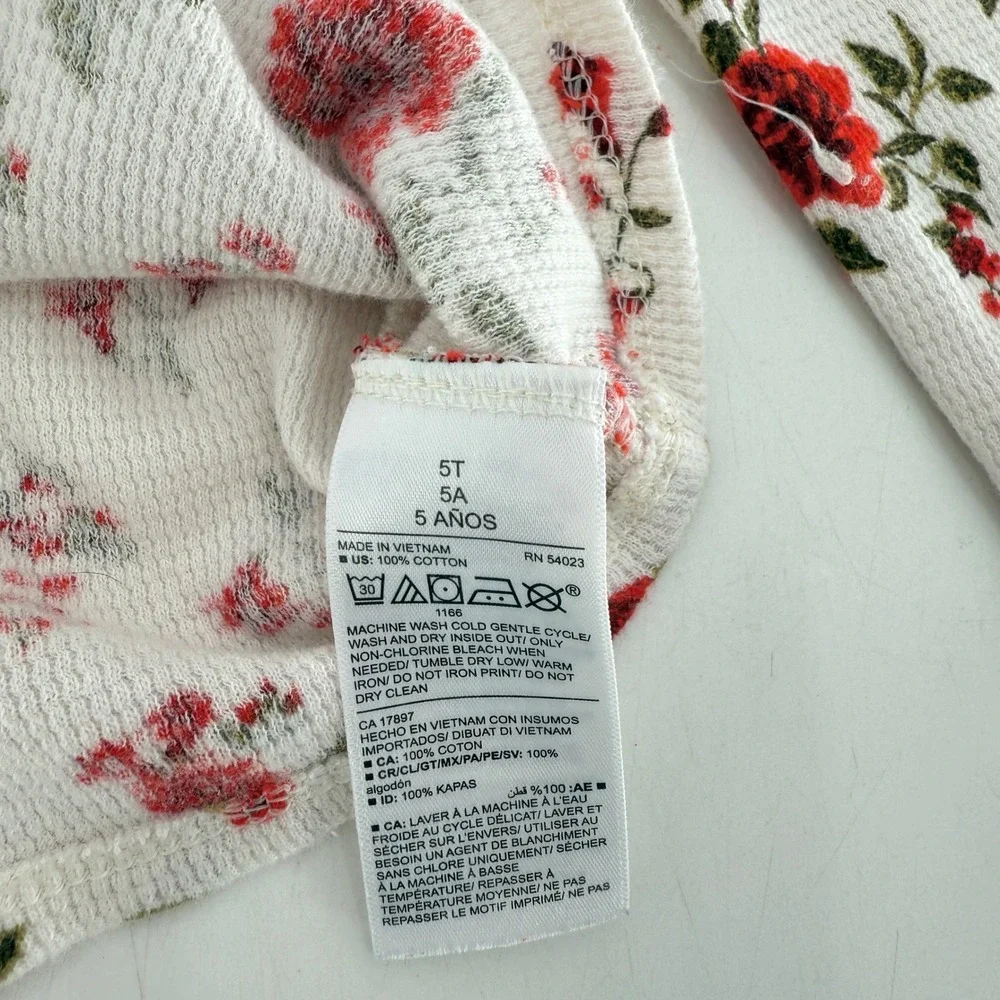 Old Navy Girls White Floral‎ Long Sleeve Thermal Top Size 5T